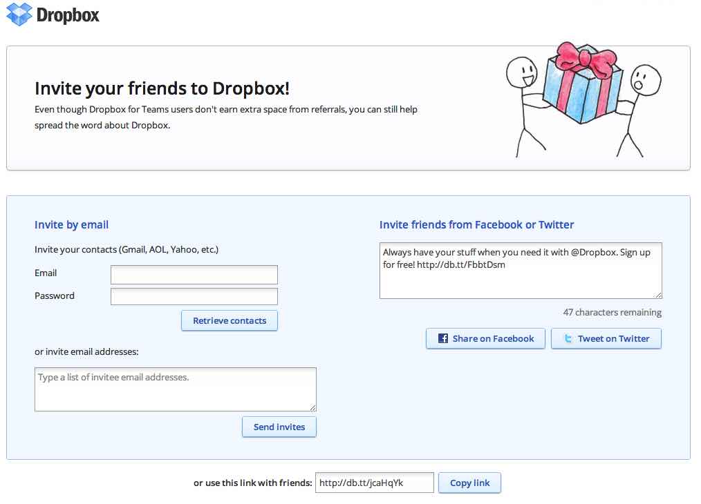 DropBox growth hacking referral marketing example program